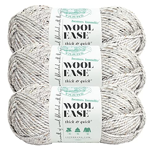 Lion Brand Yarn Wool-Ease dickes & schnelles Bonus Bündel sperriges Garn, grauer Marmor