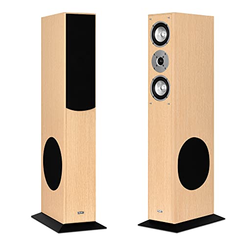 mohr 1 Paar Standlautsprecher SL15 Eiche Lautsprecherboxen, HiFi Klang zum günstigen Preis, Elegante HiFi Standboxen aus Holz, als Stereolautsprecher oder Heimkinolautsprecher geeignet