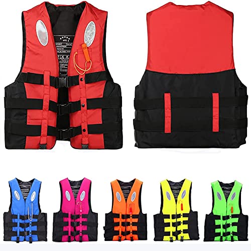 LZHIF Schwimmweste Erwachsene Schwimmhilfe Kinder Rettungsweste für Herren 25-110Kg Life Jacket für Kajak Wakeboard Boot Kanu Wassersport,Rot,3XL
