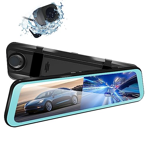 Lcsiuco Spiegel-Dashcam, 9,6 IPS Touchscreen vorne hinten Dashcam, Parkmonitor, Bewegungserkennung, G-Sensor, WDR, Loop-Aufnahme für Auto (kostenlose 32 GB SD-Karte)
