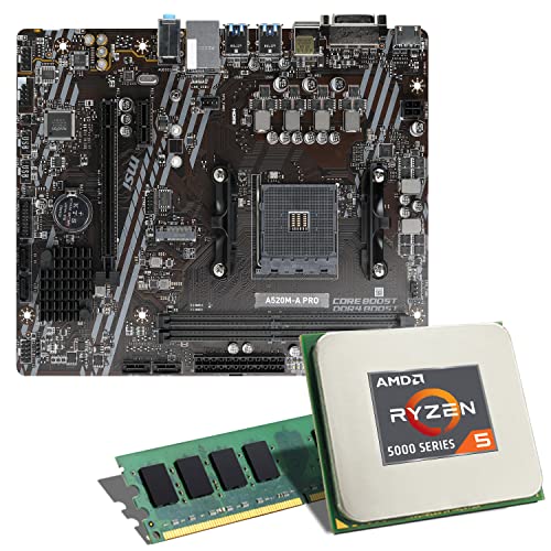 Mainboard Bundle | AMD Ryzen 5 5500 6x3600 MHz, ASRock A520M-HVS, 16 GB DDR4-RAM, 1x M.2 Port, 4X SATA 6Gb/s, USB 3.1 Gen1 | Tuning Kit | CSL PC Aufrüstkit