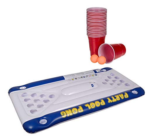 Out of the Blue 91/4025 - Luftmatratze, Pool Pong Game, ca. 152 x 76 x 15 cm, inklusive 20 Kunststoffbechern und 2 Ping - Pong Bällen, im Geschenkkarton