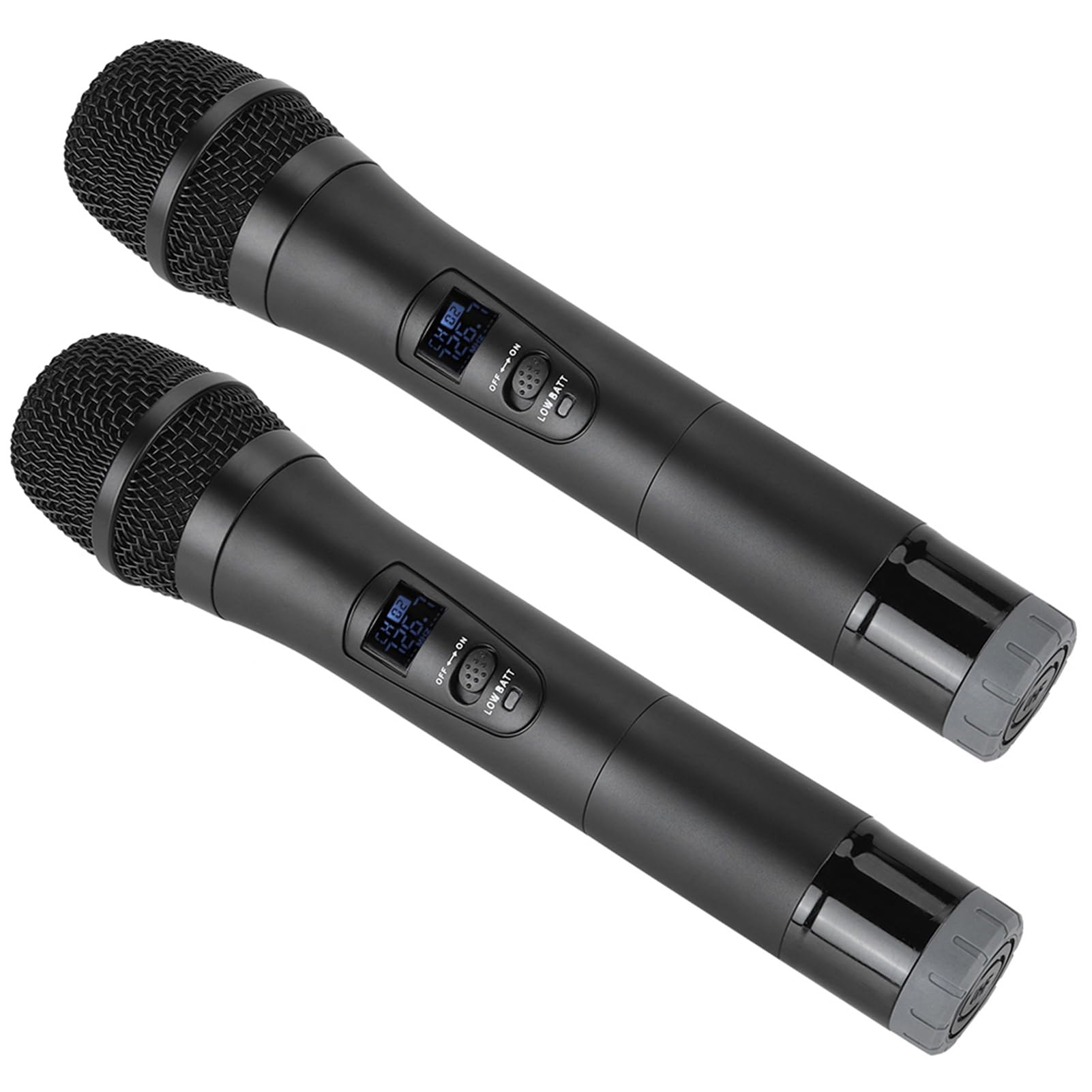 1-zu-2-Funk-VHF-Handmikrofon, professionelles Handmikrofon mit Empfänger für Karaoke/Geschäftstreffen(Schwarz)