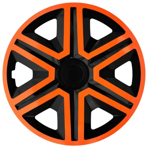Ohmtronixx Action Radkappen 16 Zoll 4er Set, schwarz/orange, Radzierblenden aus ABS Kunststoff