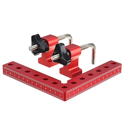 100/120/140mm Two Side Metric Scale Woodworking Precision Clamping Square L-Shaped Auxiliary Fixture Splicing Board Positioning Panel Fixed Clip Carpenter Square Ruler Woodworking Tool