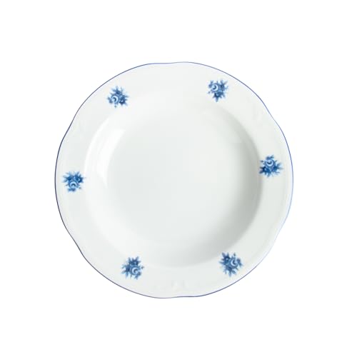 FranquiHOgar Set mit 6 Suppentellern aus Premium-Porzellan, Lubeck Blue, elegantes Design mit blauen Blumen, mikrowellen- und spülmaschinengeeignet.