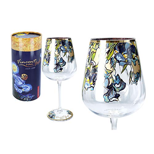 CARMANI - Schöne Weingläser verziert mit 'Irises' Gemälde von Vincent Van Gogh, 450 ml