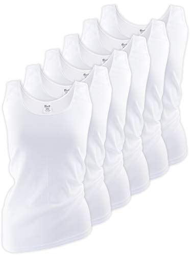 Yenita 6 Stück Damen Tank Top - Unterhemden mit dezent glänzender Satinband-Einfassung