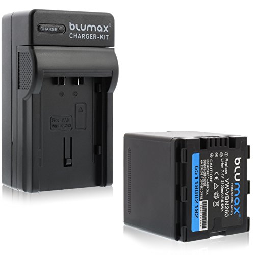 Blumax ersetzt VW-VBN260 2100mAh + Ladegerät ersetzt VW-VBN260 | kompatibel mit Panasonic HDC-SD800, HDC-SD900, HDC-SD909, HDC-TM900, HDC-HS900 - HC X929 X810 X909 X900 X800