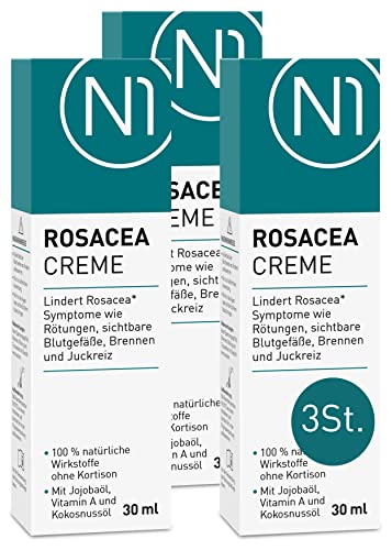 N1 Rosacea Creme 30ml - [Medizinprodukt] - Lindert Rötungen, Brennen, Juckreiz & sichtbare Blutgefäße - 100% natürliche Wirkstoffe ohne Kortison - Rosacea Creme Gesicht aus der Apotheke