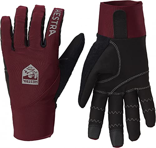 HESTRA Ergo Grip Race Cut Colorblock-Rot - Ungepolsterte vielseitige Vollfinger Handschuhe, Größe 7 - Farbe Bordeaux - B
