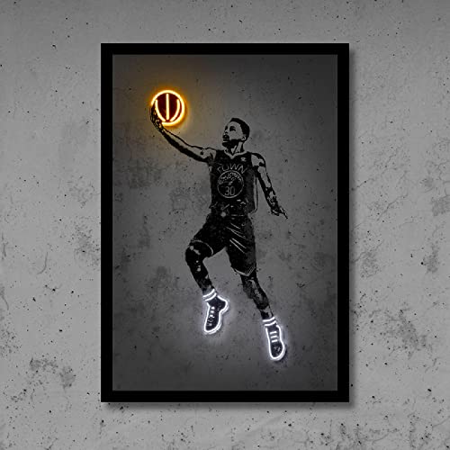 iYoucase Neon Bilderdruckdruck Sport Basketball Poster Street Wall Gemälde Graffiti Star Leinwand Bild Wand Bilder Bilder für Wohnzimmer Wohnkultur 50x70cm ungerahmt
