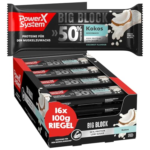 Power System Big Block, 50% Protein Riegel, Cocos (16 x 100 g)