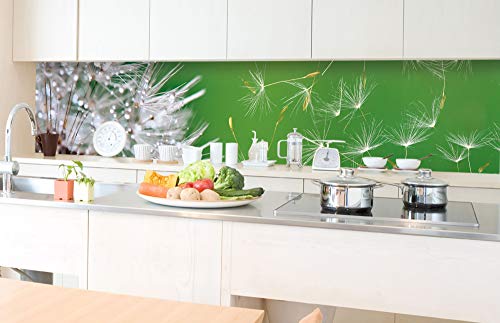 DIMEX LINE Küchenrückwand Folie selbstklebend LÖWENZAHN | Klebefolie - Dekofolie - Spritzschutz für Küche | Premium QUALITÄT - Made in EU | 350 cm x 60 cm
