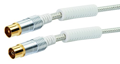 SCHWAIGER - Antennen Anschlusskabel (110dB), IEC KVKHD50 531 - transparent, 5,0m, Ferritkern, 1x IEC Stecker / 1x IEC Buchse