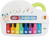 FISHER-PRICE Babys erstes Keyboard - tragbares Spielzeugklavier mit 4 Spielmöglichkeiten, Liedern, Lichtern und Geräuschen, spielerisches Lernen, spricht deutsch, ab 6 Monaten/ 1 Jahr, GFK01