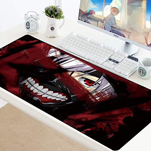 BILIVAN Tokyo Ghoul Gaming-Spielmatten, Mousepad, Anime-Cartoon, XL, große Größe, Gamer, Mauspad, große Tastatur, Schreibtisch, Computer, PC, Notebook, Pad (900 x 400 x 3 mm, 4)