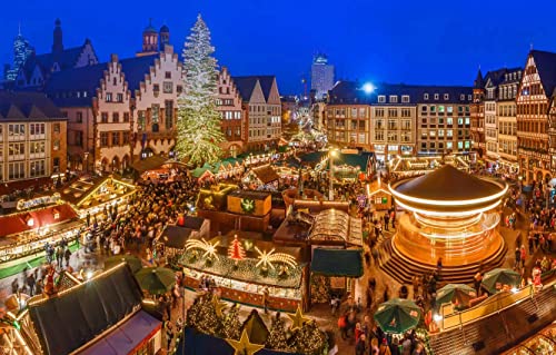 LHJOYSP Puzzle 500 Teile Jungen City Lights Deutscher Weihnachtsmarkt Frankfurt am 52x38cm