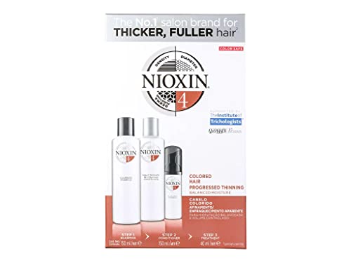 Nioxin Hair System 4 - Set Shampoo + Pflegespülung + Behandlung mit LSF 15 für feines Haar chemisch behandelt, 1er Pack (1 x 340 ml)