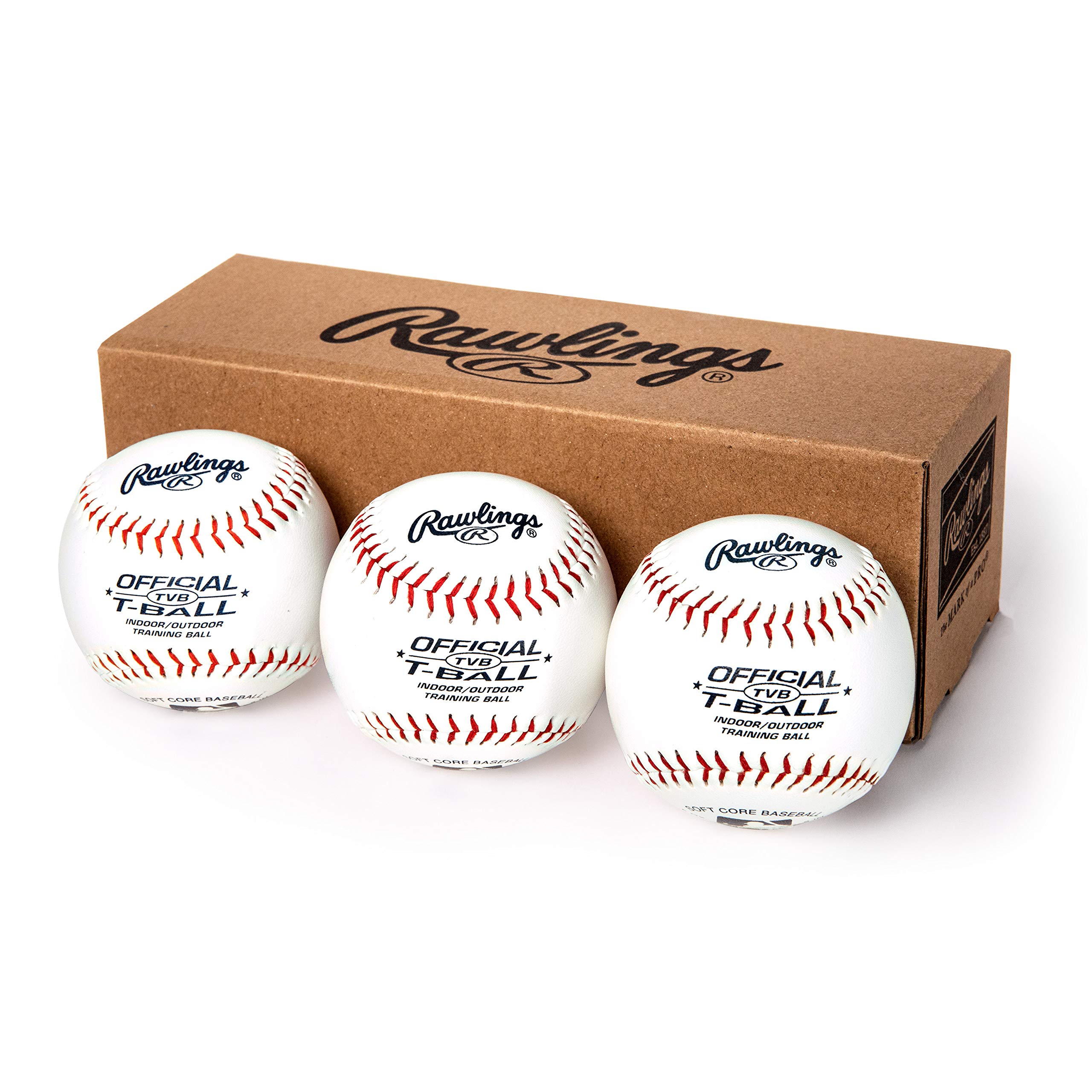 Rawlings T Balls Off Box mit 3 Tball-Basebällen, weiß, Official Size