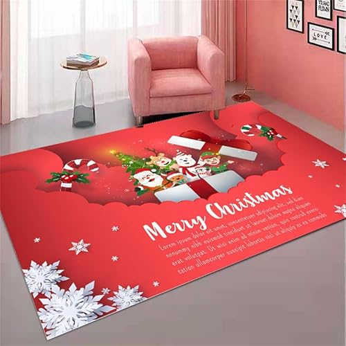 Weihnachtsbereich Teppich Weihnachtsmann Weihnachtsbaum Muster Teppich rutschfeste Fußmatten dekorative Ornamente für Wohnzimmer Schlafzimmer Weihnachten Dekor