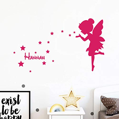 Personalisierter Vornamens-Sticker, selbstklebend, personalisierbar, für Kinderzimmer, 2 Bögen mit 40 x 20 cm und 40 x 25 cm, Fuchsia