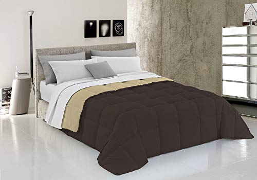 Italian Bed Linen Wintersteppdecke Elegant, Braun/Creme, Doppelte, 100% Mikrofaser, 260x260cm