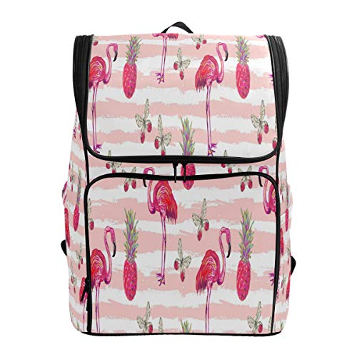 Tropischer Flamingo Ananas Schulrucksack Wasserdicht Schultertasche Gym Rucksack Schmetterlinge Vogel Tier Laptop Tasche Outdoor Reisetasche für Damen Herren