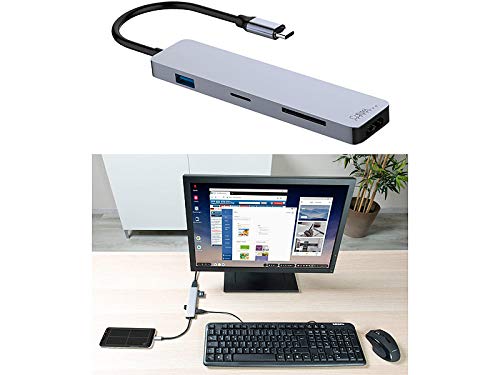 Callstel USB C Dock: USB-Hub DeX Smartphone-PC-Adapter, USB C PD, 3xUSB 3.0, HDMI, SD, 60W (DeX-Dockingstation)