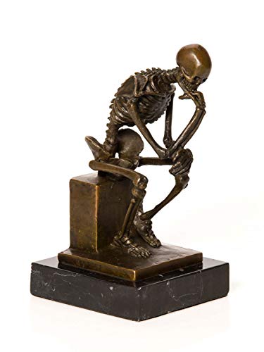 aubaho Bronze nach Rodin Skelett Gerippe Denker Bronzefigur Bronzeskulptur Anatomie Replik Kopie