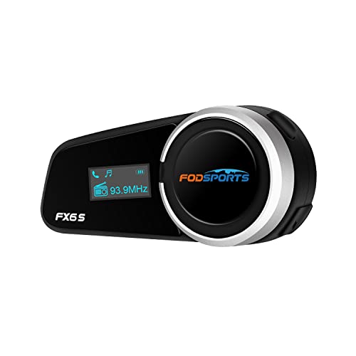 Motorrad Intercom mit LCD Bildschirm, FODSPORTS FX6S Motorrad Bluetooth Headset 5.0 bis zu 6 Fahrer Gleichzeitige Kommunikation für 1000 Metern (FM Radio/Siri/Wasserdichtes)