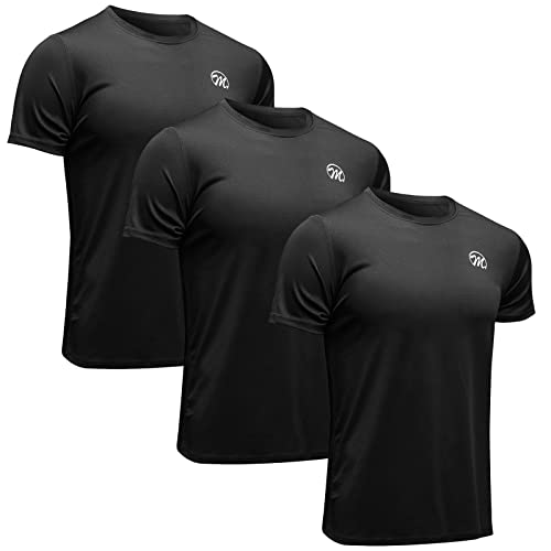 MEETWEE Sportshirt Herren, Laufshirt Kurzarm Mesh Funktionsshirt Atmungsaktiv Kurzarmshirt Sports Shirt Trainingsshirt für Männer, Schwarz+schwarz+schwarz, XL