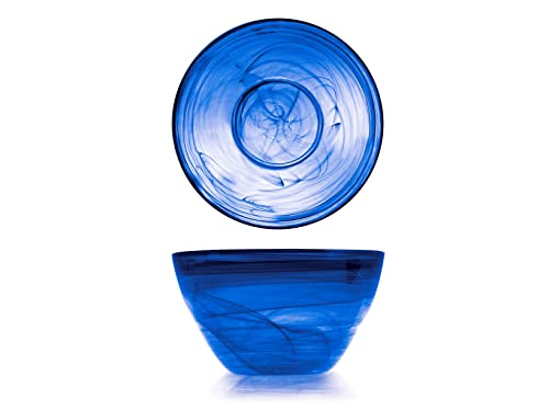 Coppa alabastro in pasta di vetro, 24 cm, blu cobalto