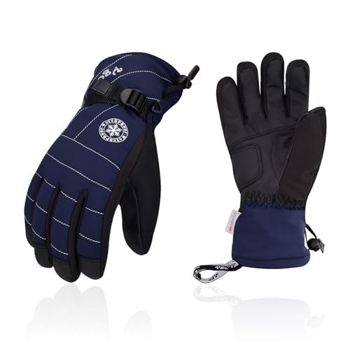 Vgo... Skihandschuhe, Winter Outdoor Handschuhe für Erwachsenen, Winterhandschuhe, Wasserdicht,3M Thinsulate (Dunkelblau, SF-PU2445FW, M, SF-PU2445FW)