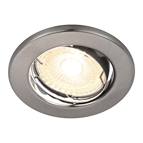 Nordlux LED Einbauleuchte CANIS, rund, 3er Set, GU10, 3,7W LED, 36°, 2700K, 230lm, IP20, Nickel