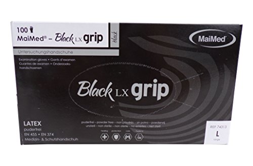 MaiMed Black LX Grip Latex Handschuhe Gr.: L Box a 100 St. schwarz 74313
