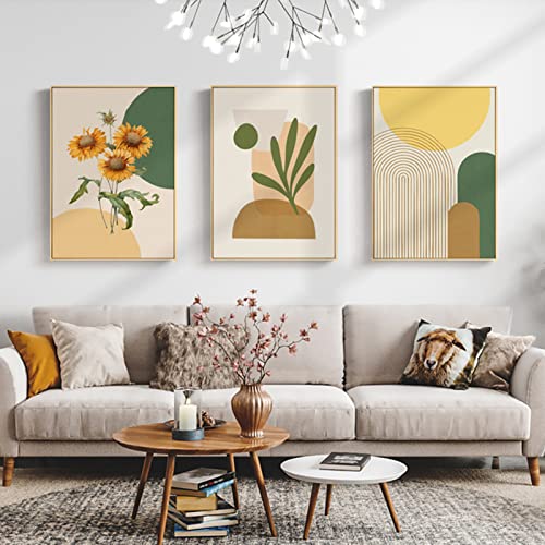 EXQULEG 3er Set Poster Dekorative Gemälde Gelb Sonnenblume Hängendes Gemälde Boho Deko Wandposter Bilder ohne Rahmen Wohnzimmer Schlafzimmer Deko (50x70cm)
