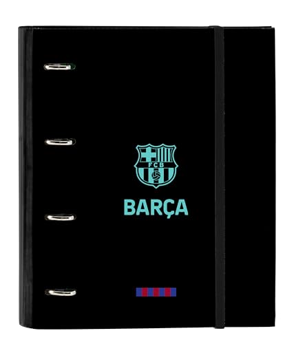 Safta F.C. Barcelona 3. Teammappe mit 4 Ringen, 35 cm, mit 100 A4-Blättern, ideal für Kinder unterschiedlichen Alters, bequem und vielseitig, Qualität und Widerstandsfähigkeit, 27 x 3,5 x 32 cm,
