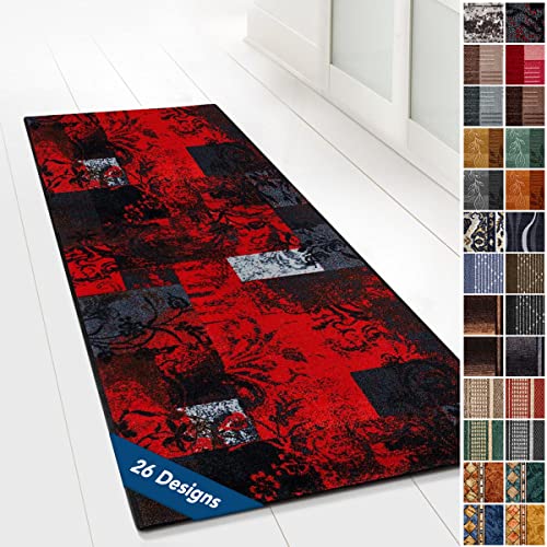Moderner Wohnteppich mit Muster - maßgefertigter Teppichläufer - Meterware - Teppich Läufer für Küche, Flur & Wohnraum - Flurteppich - Küchenläufer (80 x 450 cm, Maraba)