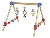 roba Baby Spielbogen aus Holz mit Ring, Kugel & Form Anhängern - Activity Center ab 3 Monaten - Montessori Spielzeug - Rot / Blau