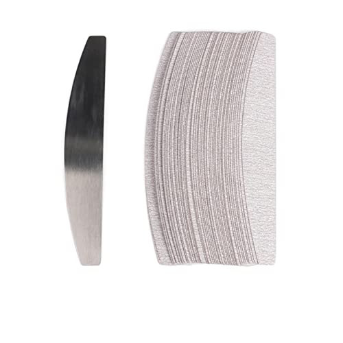 RHAIYAN 50 Stück/100 Stück graue herausnehmbare Pads mit Metallgriff Ersatzschleifpapier Nagelfeile 100/180 passend for Maniküre Hornhautentferner Puffer Specific (Color : 100Pcs 100Grit)