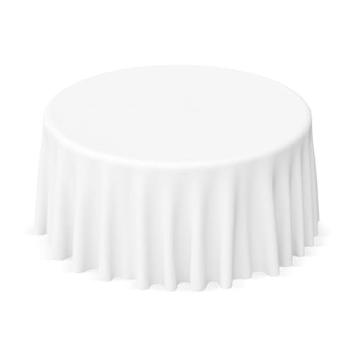 Runde Tischdecke 50% Polyester 50% Baumwolle (Weiß, 180 cm)