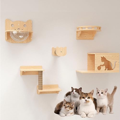 Kletterwand Katzen, Kratzbaum Wand, Katzenwand, Katzen-Wandregale, Platzsparend, zum Klettern, Schlafen, Spielen (Size : B5-7PCS)