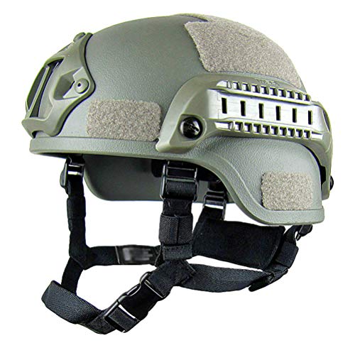 Jitong Taktischer Helm Militär-Stil Schutzhelm für Airsoft Paintball Outdoor-Sportarten Mountainbike Radfahren CQB Shooting - Armeegrün
