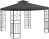 Smartweb Pavillondach 3x3m Anthrazit Ersatzdach Wasserabweisend Dach für Pavillion mit Kamindach Grau
