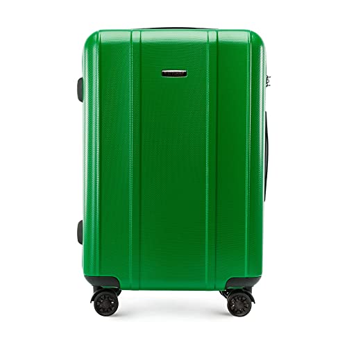 WITTCHEN Classic Line Elegante Mittelgroßer Koffer aus Robustem Polycarbonat mit vertikaler Prägung TSA-Schloss 66x43x26 cm 62L Grün