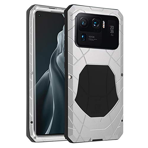 qichenlu Leichtbau Metallcase Silber Aluminium Bumper Hülle für Mi 11 Ultra,Zweigeteilt Alurahmen hybrid Silikon Metall Gehäuse Stoßfest Armor Case für Xiaomi Mi 11 Ultra