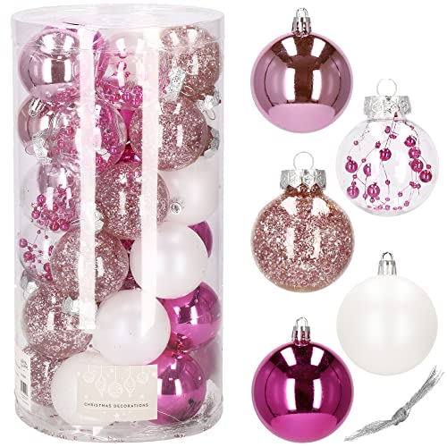 SPRINGOS Weihnachtsbaumkugeln aus Kunststoff Perlen Konfetti 30 STK. Christbaumkugeln 5 Designs Weihnachten Party Hochzeiten
