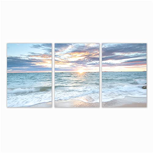 TROYSINC 3er Set Moderne Poster, Sonnenuntergang über dem Meer, Landschaft Bilder, Ohne Rahmen Poster, Wandbilder für Wohnzimmer und Schlafzimmer (40 x 60 cm)