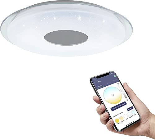 EGLO connect.Z Smart-Home LED Deckenleuchte Lanciano-Z, Sternenhimmel Deckenlampe Ø 45 cm, ZigBee, App und Sprachsteuerung, Lichtfarbe einstellbar (warmweiß-kaltweiß), dimmbar